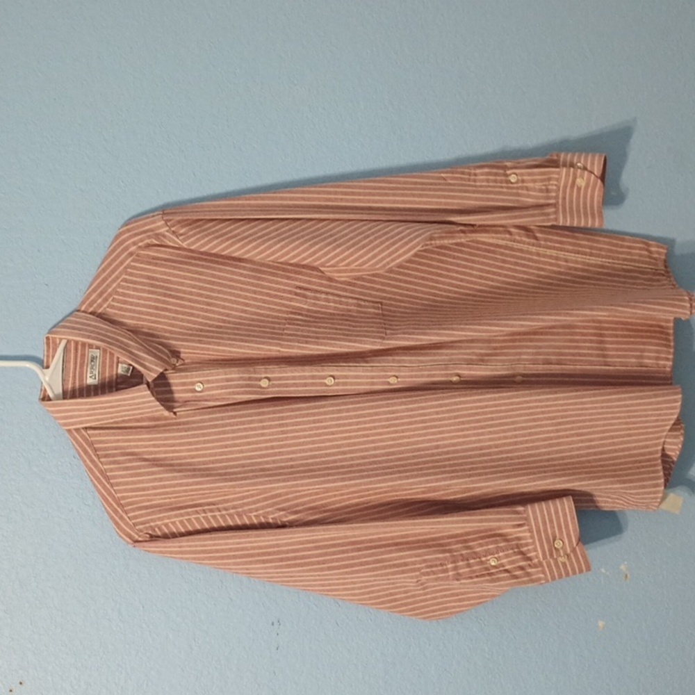 Arrow Long Sleeve Shirt with Pink, White, and Small Yellow Stripes. Size: Large